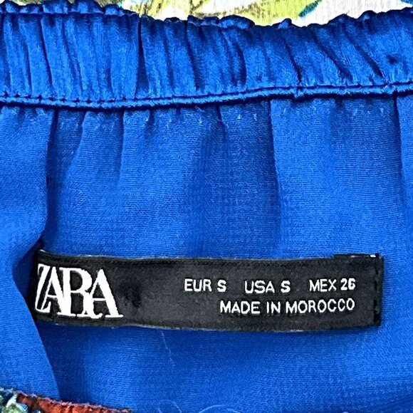 Zara Dress Women S Floral Blooms Off the Shoulder Side Slit Midi Travel Summer - Picture 11 of 15